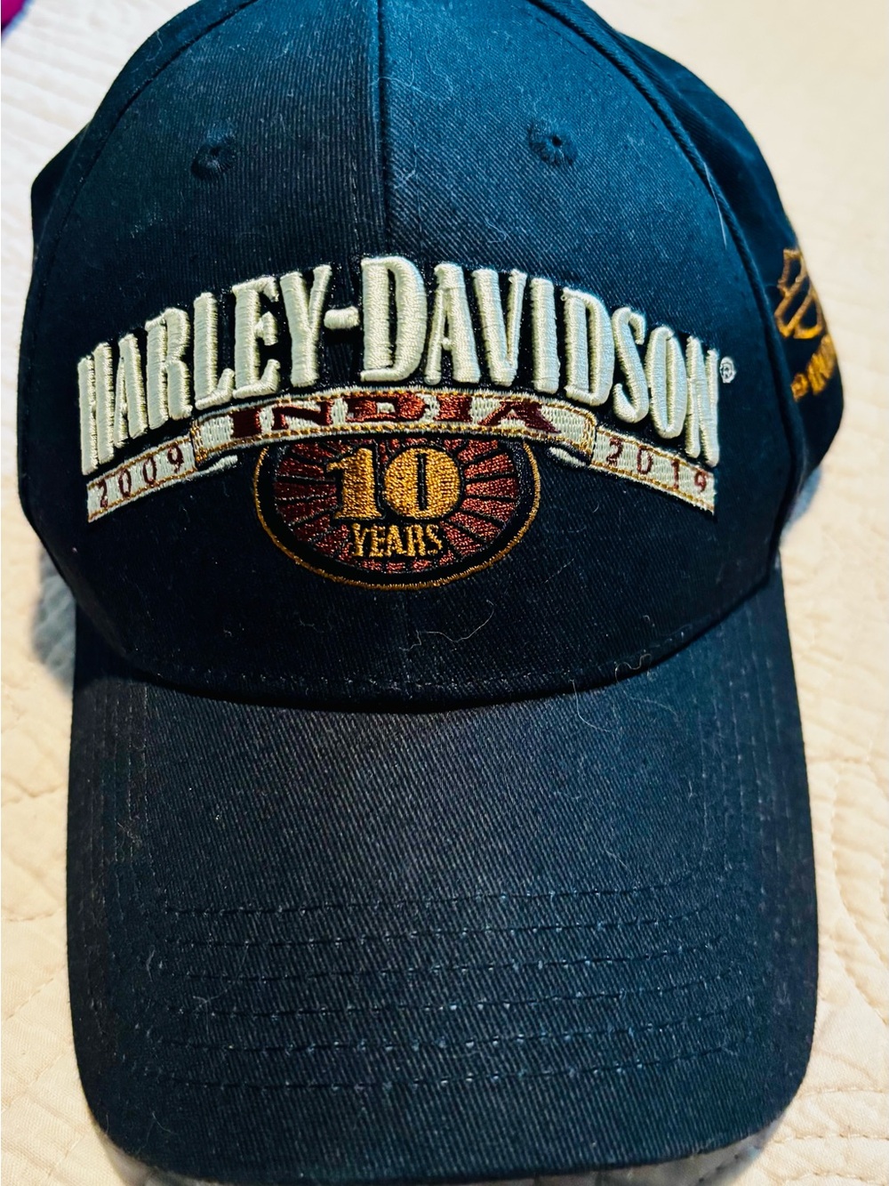 Harley-Davidson India 10 Year Anniversary Cap Hat Black Gold Commemorative
